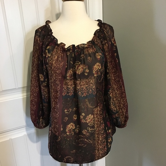 Chaps Vintage Floral Pattern Blouse - Picture 1 of 5
